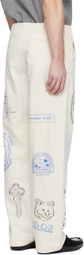Maison Kitsuné Off-White KURO Edition Handwritten Postcard Denim Trousers