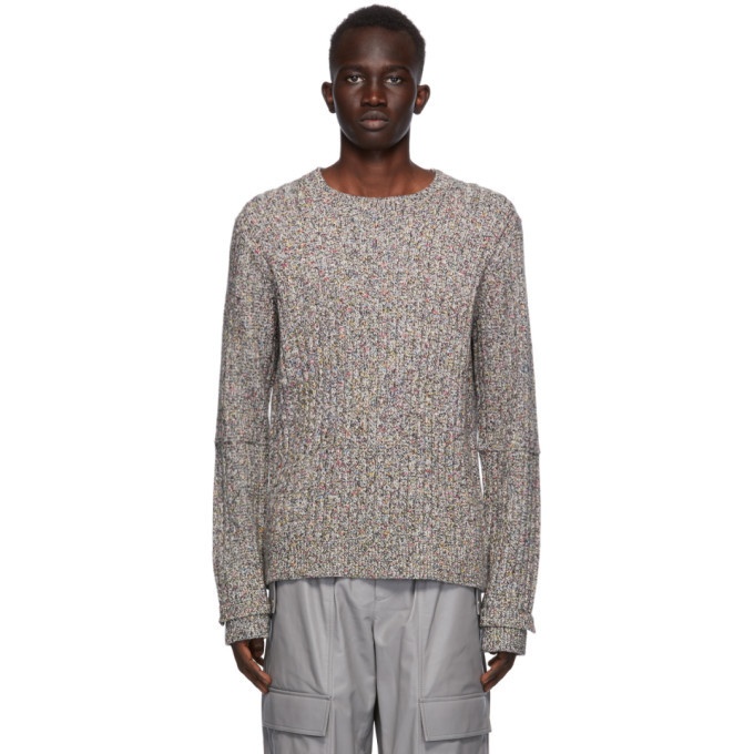 Photo: Helmut Lang Black and Multicolor Wool Marled Sweater