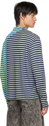 Sunnei Blue Striped Long Sleeve T-Shirt