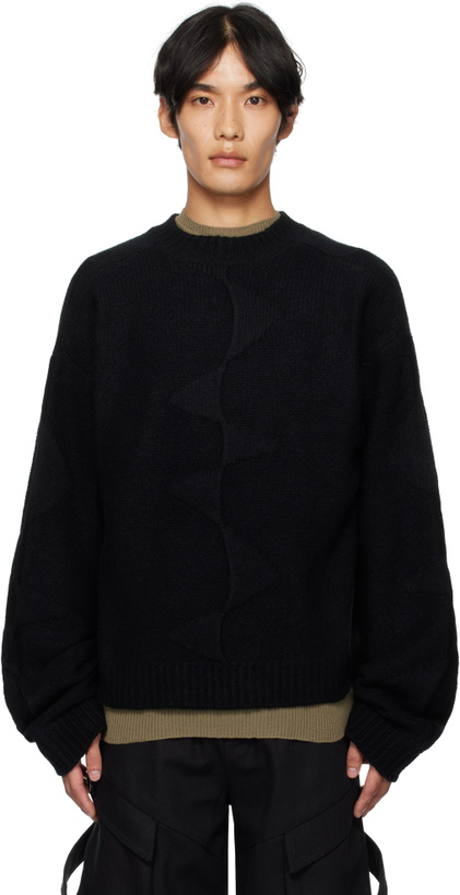 Photo: HELIOT EMIL Black Cropped Spiral Knit Sweater