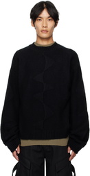 HELIOT EMIL Black Cropped Spiral Knit Sweater
