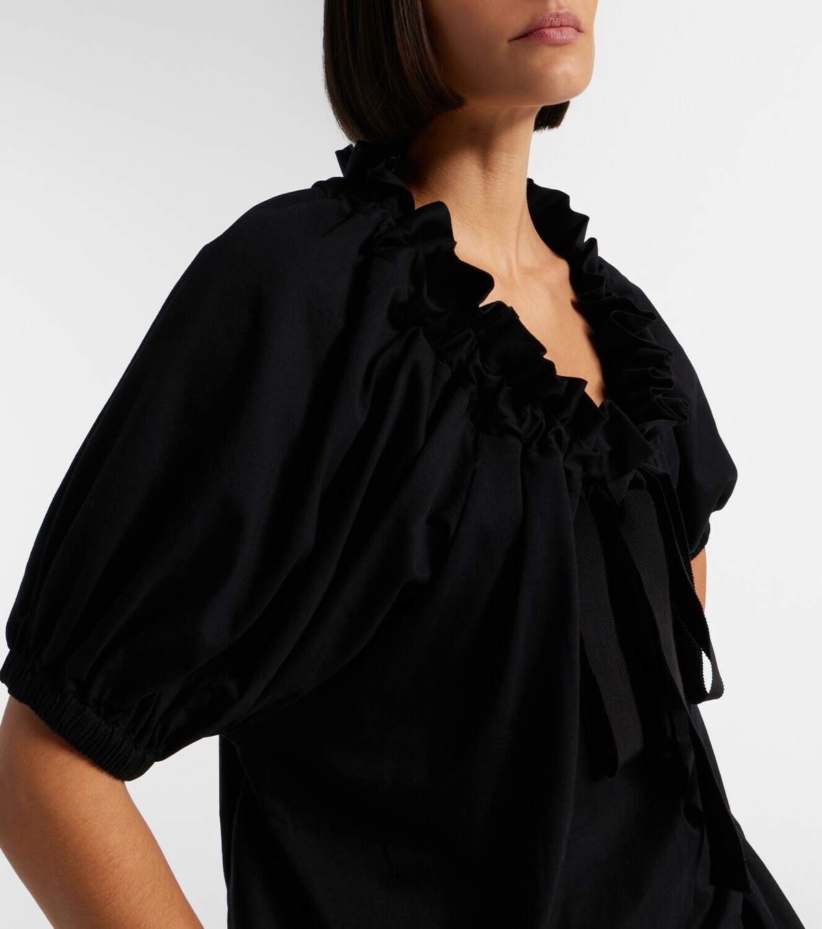 Patou Tie-neck cotton faille minidress