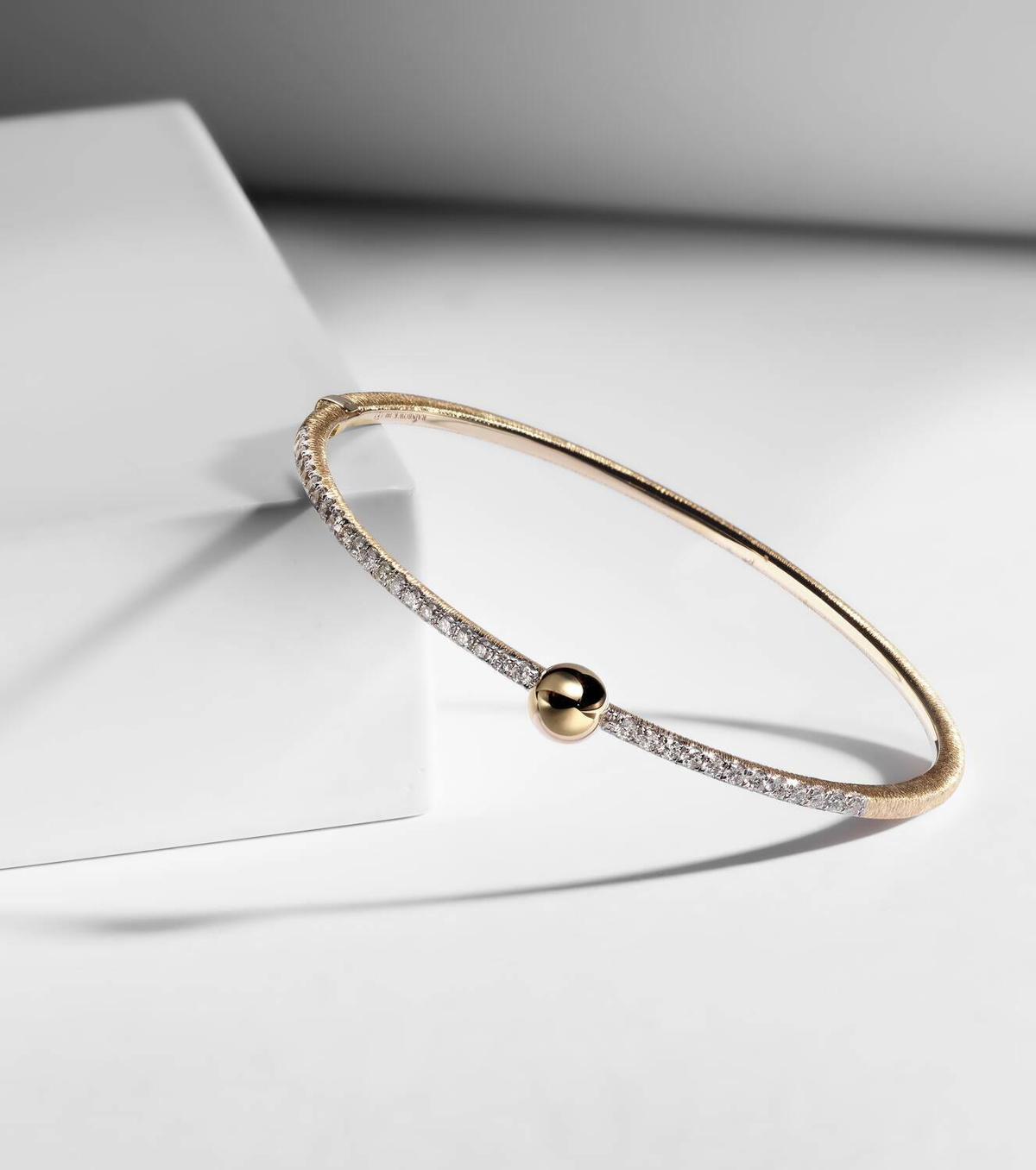 Rainbow K Ball 14kt gold bangle with diamonds