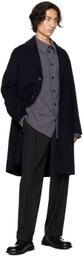 Róhe Navy Notched Lapel Coat