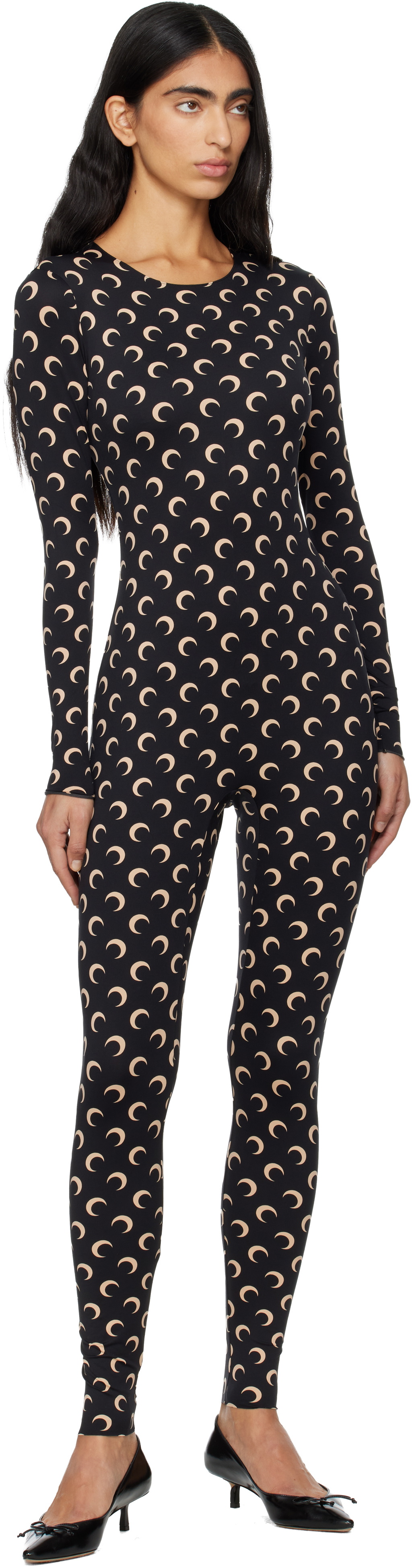 Marine Serre Black Recycled Jersey Moon Jumpsuit