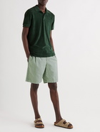 Orlebar Brown - Bancroft Pleated Cotton and Linen-Blend Shorts - Green