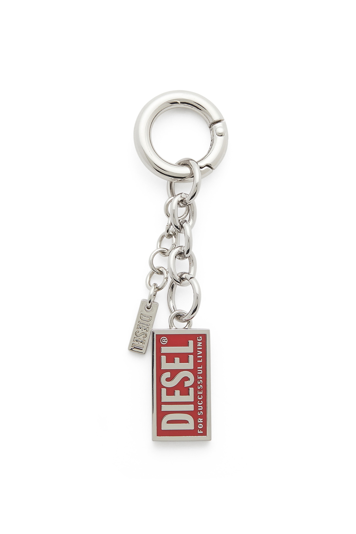 Diesel Metal keyring with Biscotto logo charm - Charms and Keyrings Womens in Silver