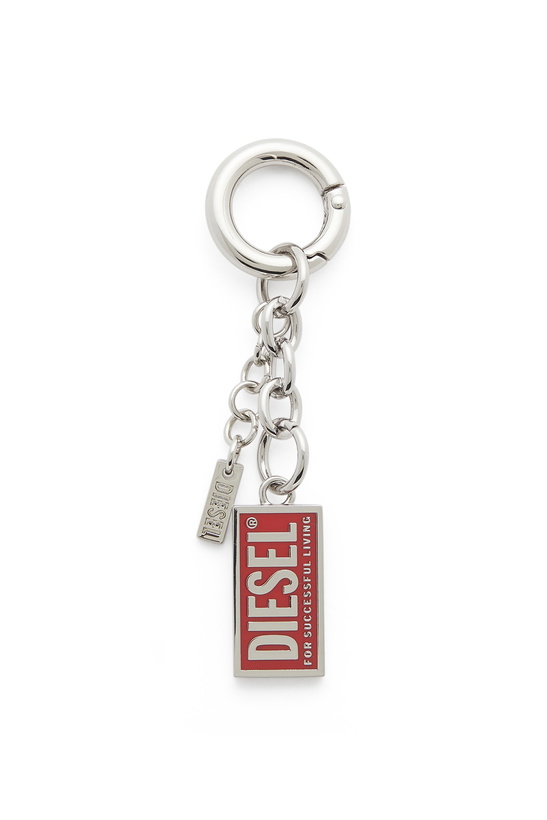 Photo: Diesel Metal keyring with Biscotto logo charm - Charms and Keyrings Womens in Silver