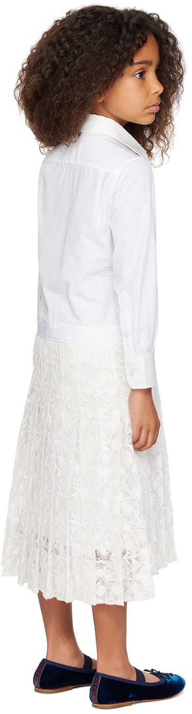Thom Browne Kids White Pleated Dress