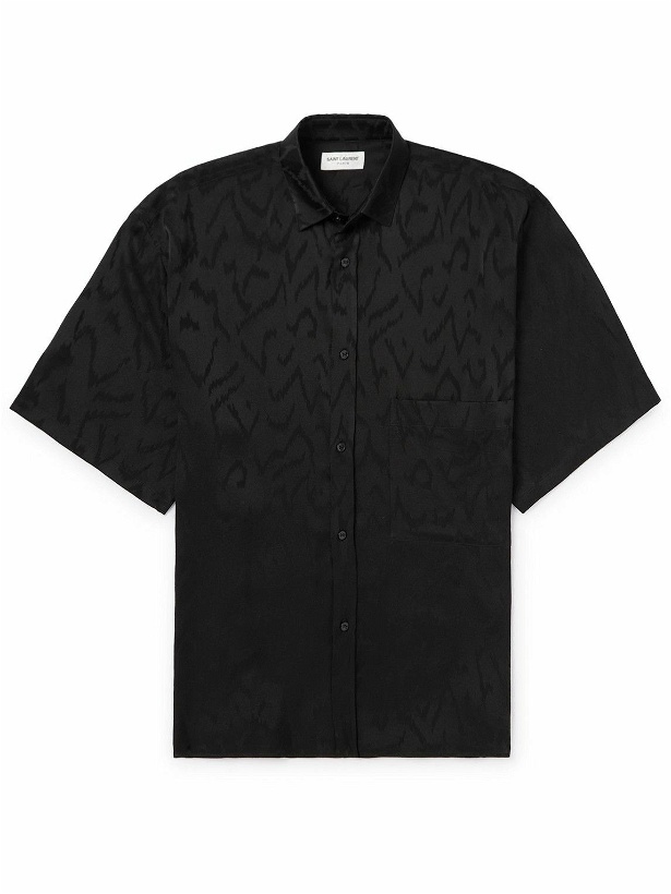 Photo: SAINT LAURENT - Silk-Jacquard Shirt - Black