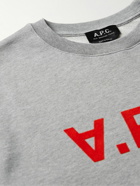 A.P.C. - Logo-Flocked Cotton-Jersey Sweatshirt - Gray