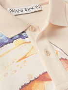 JW Anderson - Pol Anglada Logo-Embroidered Printed Cotton-Piqué Polo Shirt - Neutrals