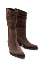 Khaite Clive 35 Draped Suede Mid-calf Boots Brown