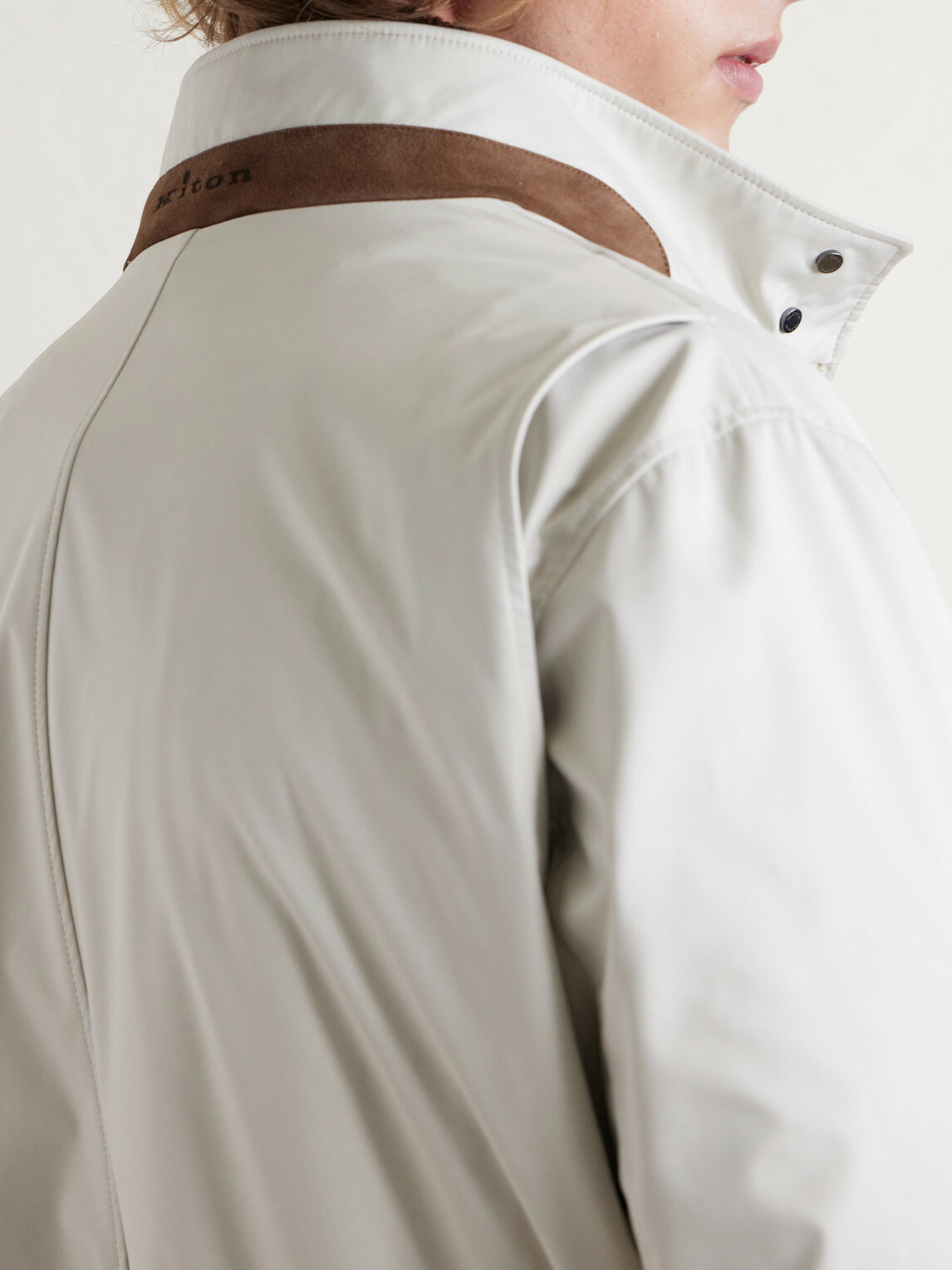 Kiton - Suede-Trimmed Shell Field Jacket - Neutrals