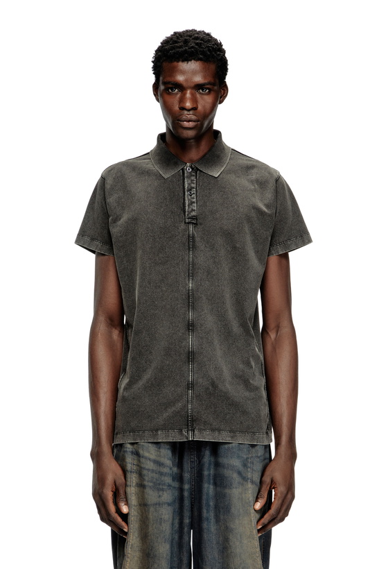 Photo: Diesel Polo shirt in denim-look jersey - Polos Mens in Black