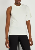 Courrèges Scube one Shoulder Cotton T-shirt White