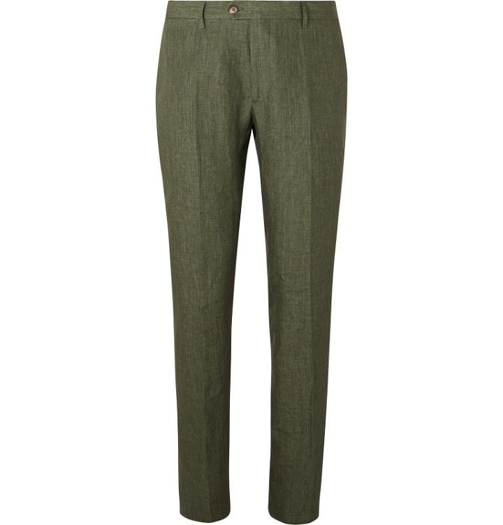Photo: Etro - Slim-Fit Linen Trousers - Green