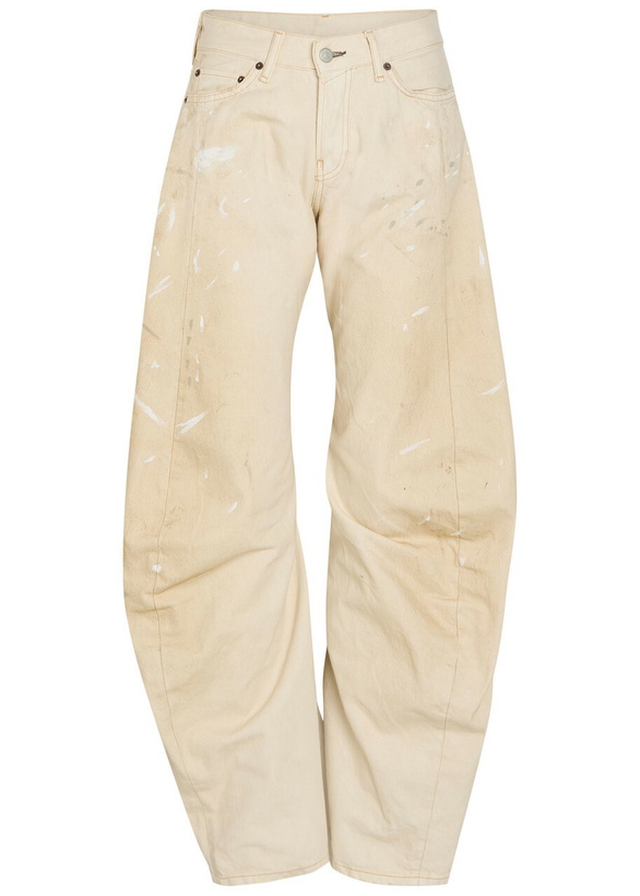 Photo: Acne Studios 2006F Paint-splatter Curved Wide-leg Jeans White