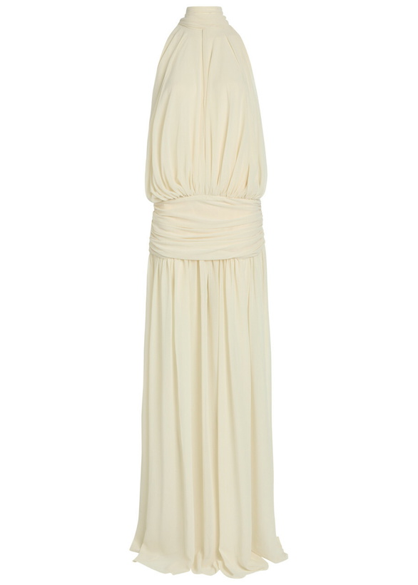 Photo: DE LA Vali Cruz Draped Scarf-effect Chiffon Maxi Dress Cream