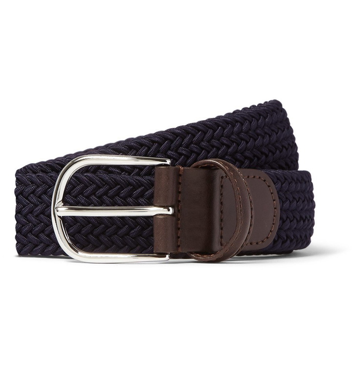 Photo: Anderson's - 3.5cm Midnight-Blue Woven Waxed-Cord Belt - Men - Navy