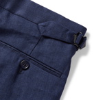 Ralph Lauren Purple Label - Gregory Linen and Silk-Blend Dobby Trousers - Blue