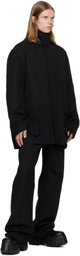 Rick Owens Black Tower Collared Mac Coat