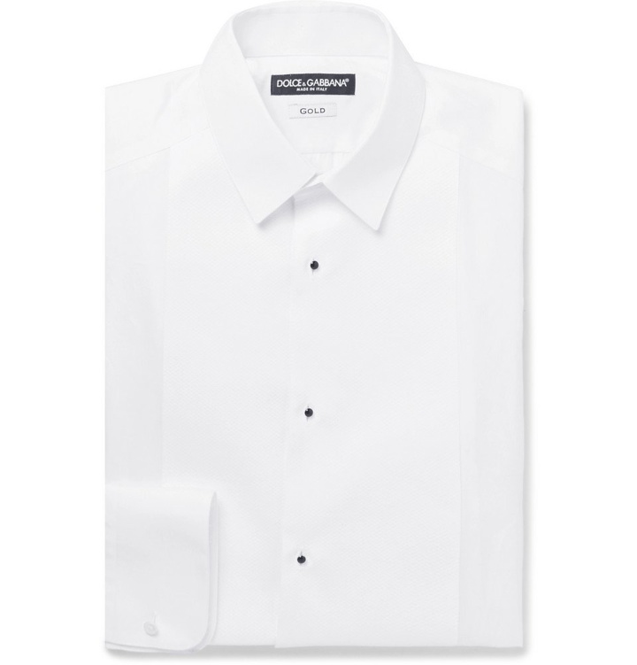 Photo: Dolce & Gabbana - White Slim-Fit Bib-Front Cotton-Poplin Tuxedo Shirt - Men - White