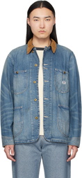 RRL Blue Corduroy-Collar Indigo Denim Jacket
