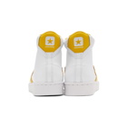Converse White and Yellow Leather Pro Mid Sneakers