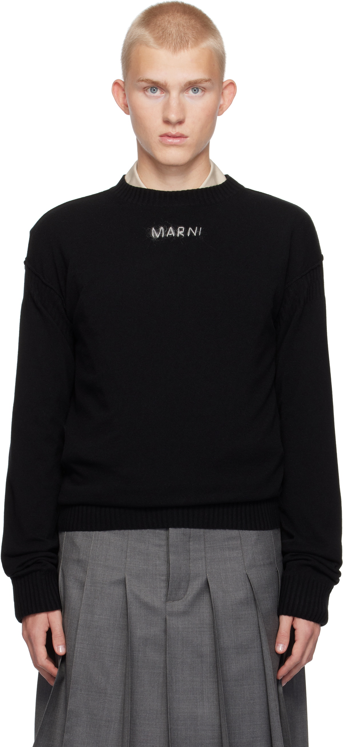 Marni Black Wool & Cashmere Logo Sweater Marni