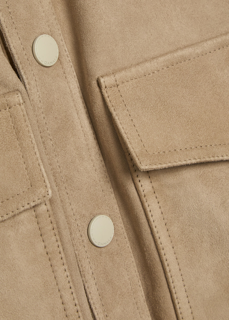 Canali Panelled Suede and Ribbed-knit Jacket Stone