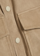 Canali Panelled Suede and Ribbed-knit Jacket Stone