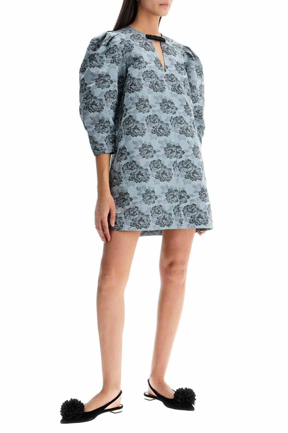 ganni blue jacquard dress Ganni main image 1