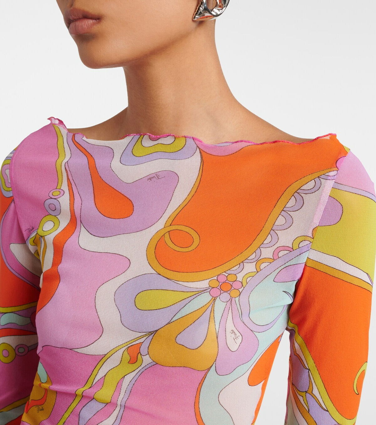 Pucci Orchidee sheer tulle top