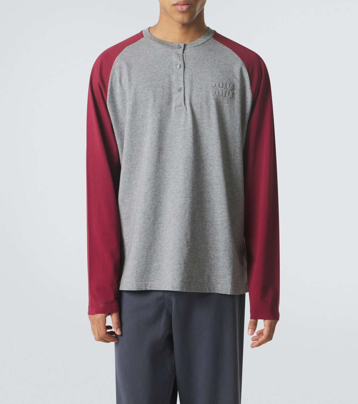 Miu Miu Logo cotton jersey Henley shirt