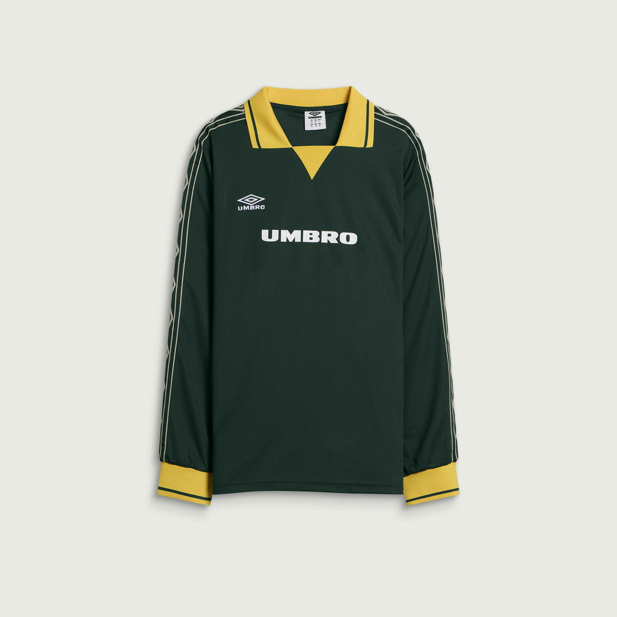 Umbro Men's Taped Long Sleeve Jersey in Pine Grove/Hot Spot/Pelican
