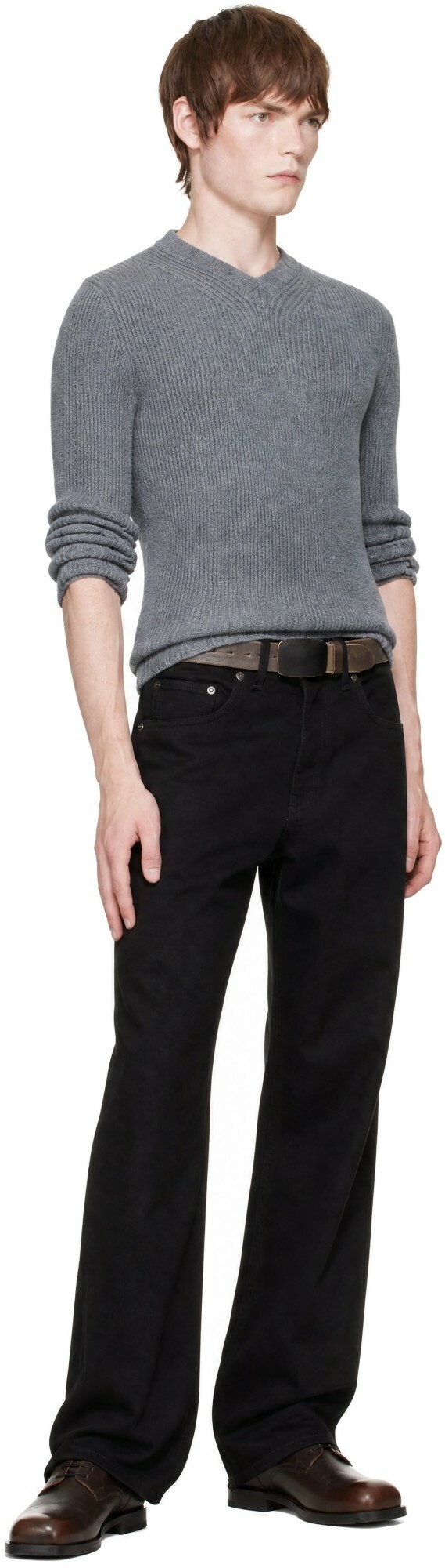 Carter Young Gray Wool Lounger V-Neck Sweater