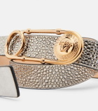 Versace Safety Pin embellished leather belt