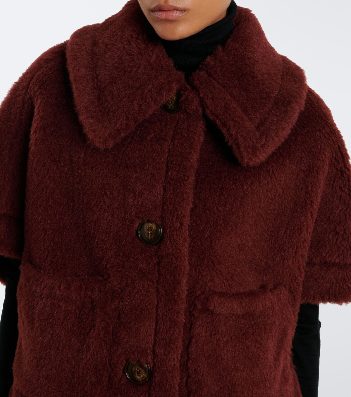 Max Mara Alpaca, wool, and silk teddy cape