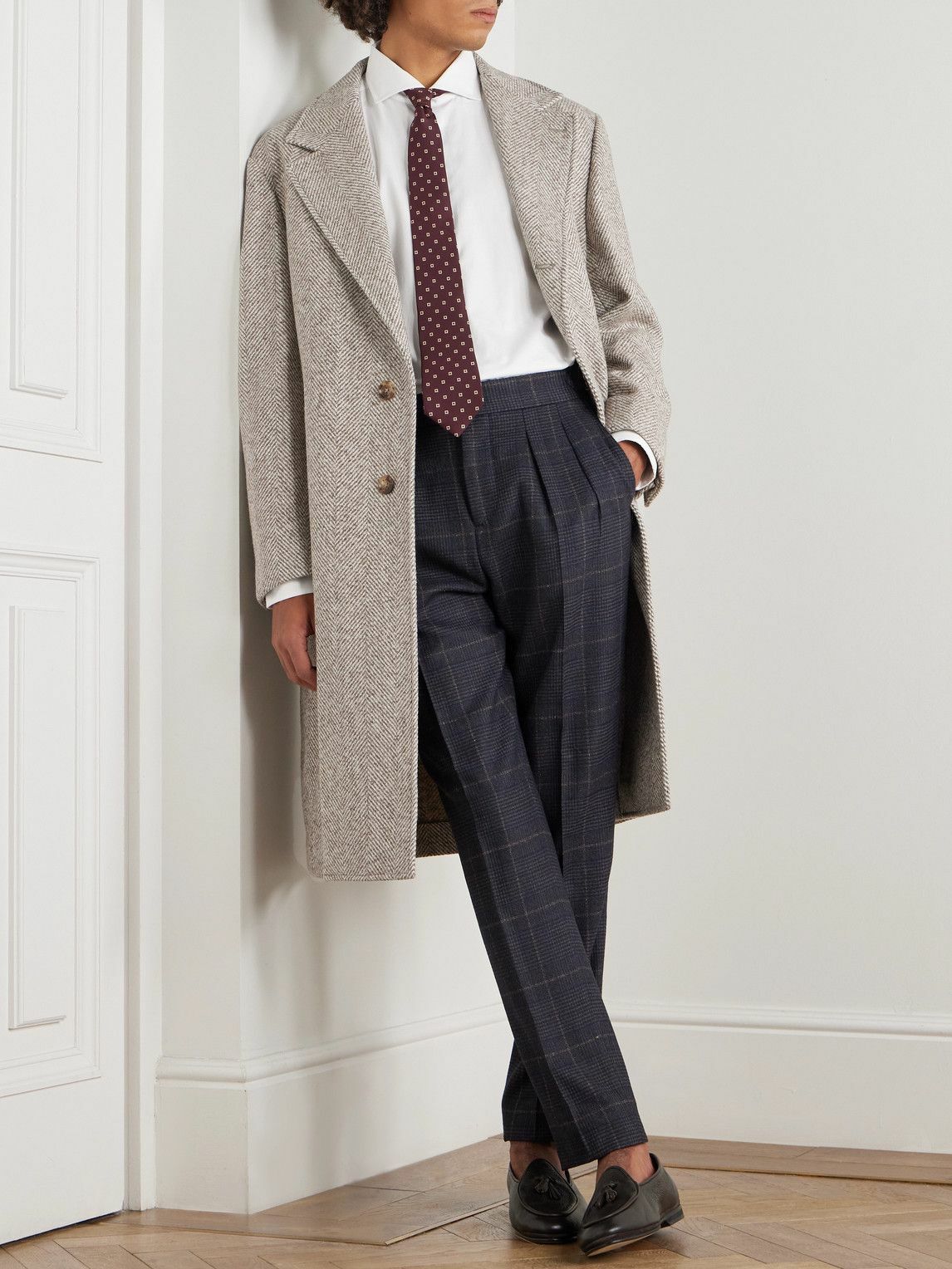 Brunello Cucinelli - Heringbone Woven Coat - Neutrals