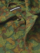 Monitaly - Belted Camouflage-Jacquard Cotton Coat - Green