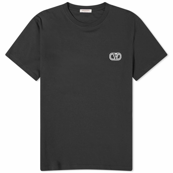 Photo: Valentino Men's Embroidered V Logo T-Shirt in Black