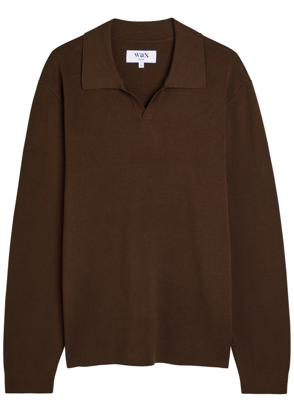 Photo: Wax London Carter Cotton-blend Polo Jumper Brown