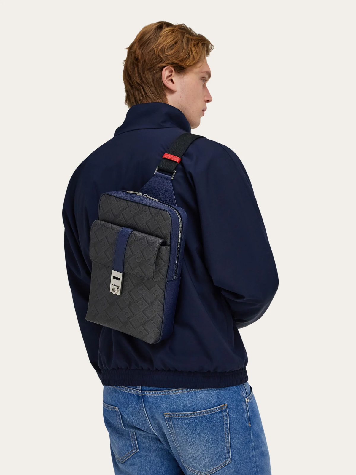 Ferragamo Mens Single-strap backpack - Citymatch Capsule in Blue