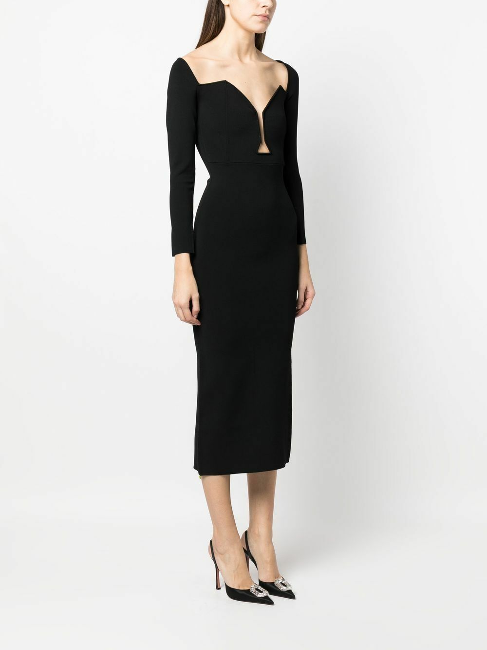 ROLAND MOURET - Off-shoulder Cut-out Knit Midi Dress Roland Mouret