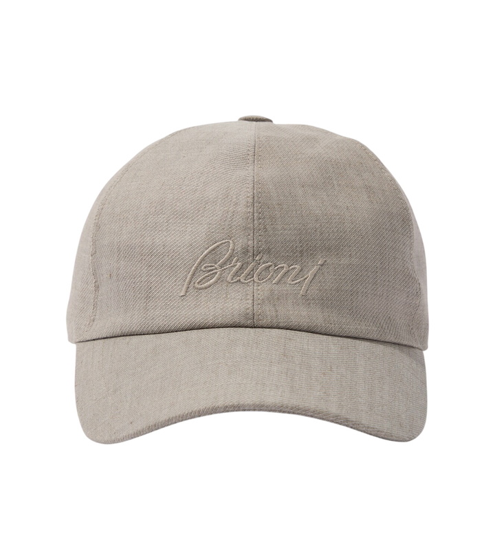 Photo: Brioni Logo linen and wool baseball cap