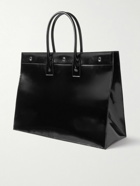 SAINT LAURENT - Rive Gauche Logo-Embossed Glossed-Leather Tote Bag