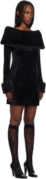 Anna Sui Black Stretch Velour Minidress