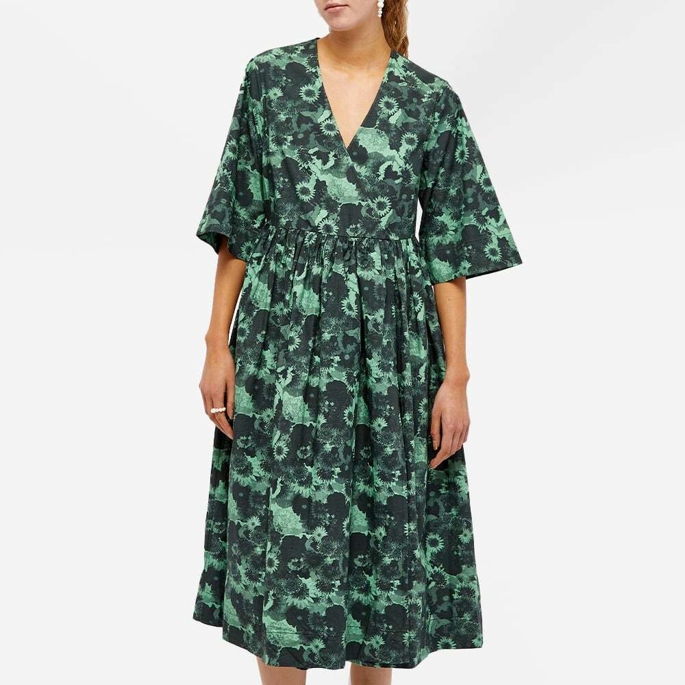 ganni midi wrap dress GANNI Ripstop Puff Sleeve Midi Maxi Wrap Dress Sz:6 (38) NWT