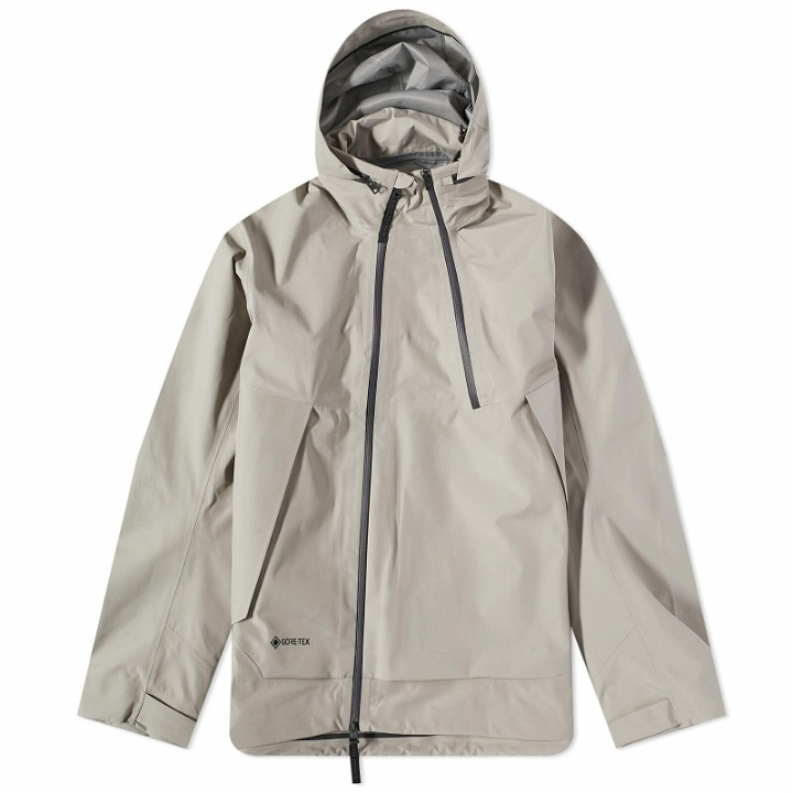 Photo: Norse Projects Men's Stand Collar Gore-Tex 3L Shell in Mid Khaki